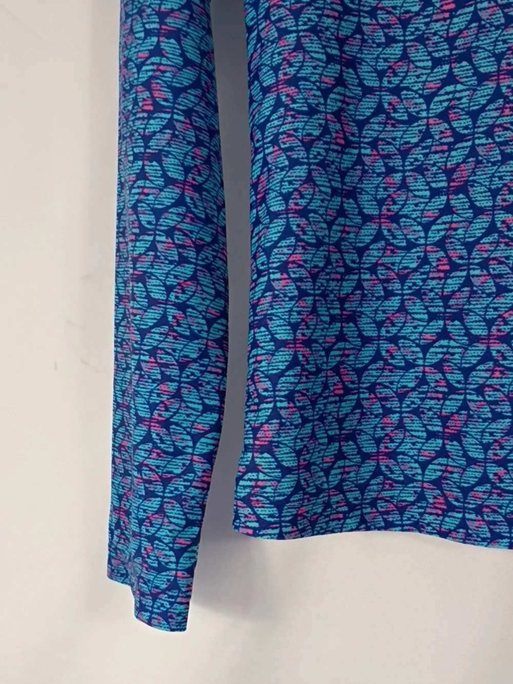 EUC L.L. Bean Blue Floral-Print Long Rashguard Girls Size Large 14/16 Upf 50
